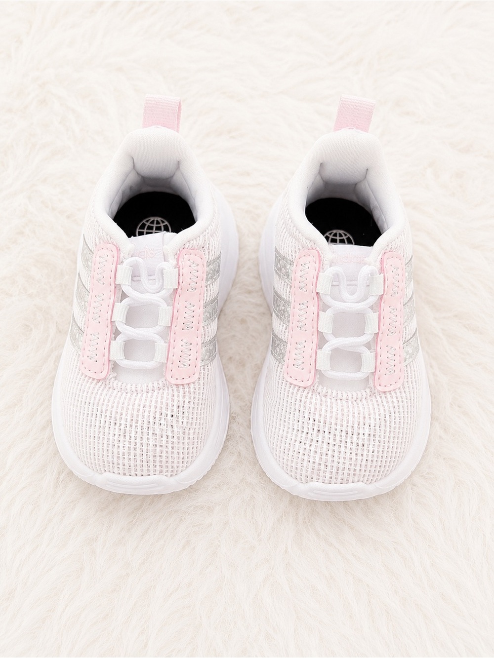 adidas Kids White and Pink Mesh Slip-On Sneakers